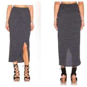 Nation LTD Marnie Midi Skirt Wrap Cross Over Knit Charcoal Gray SIZE XS